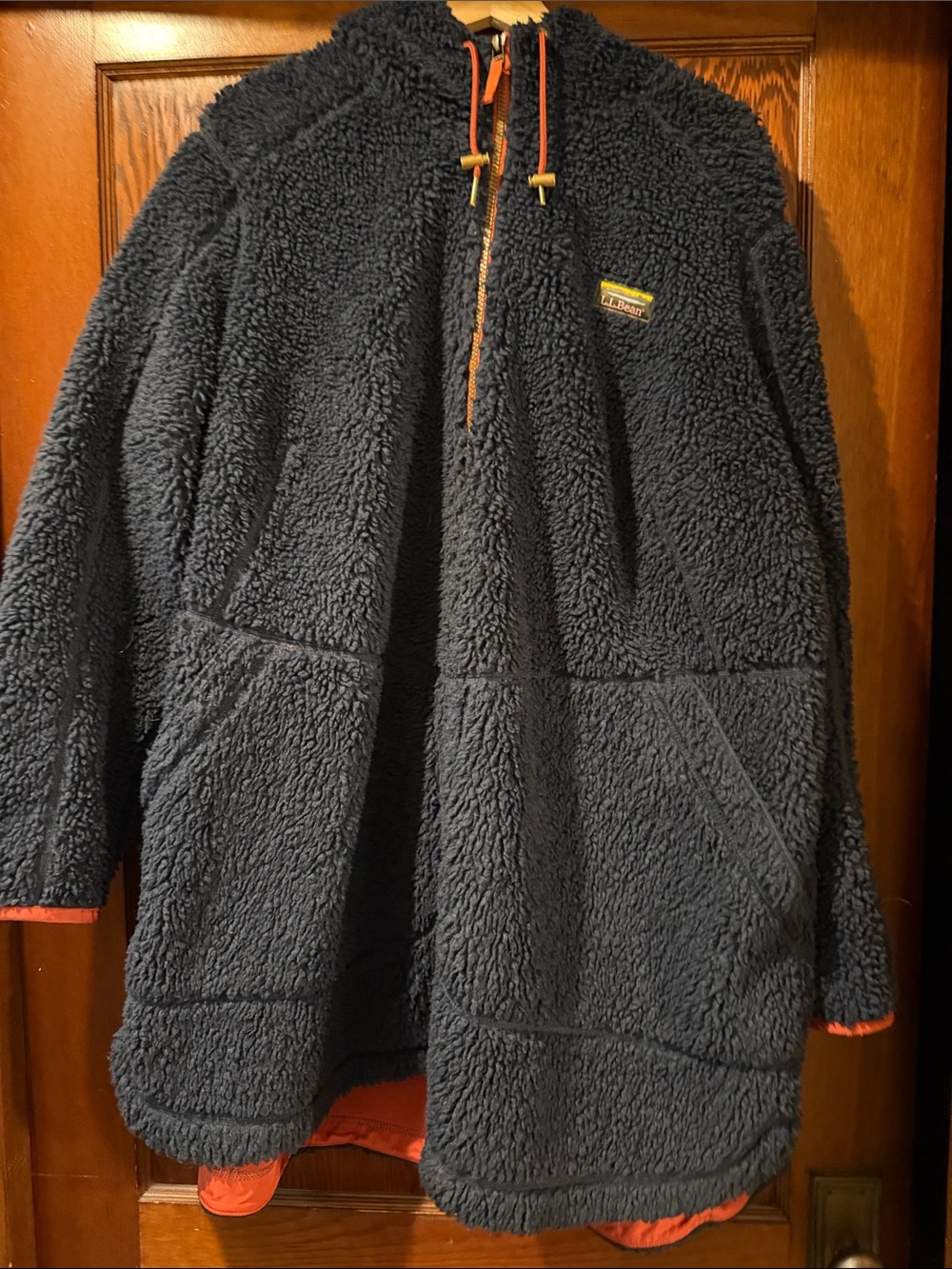 L.L.Bean Mountain Pile Fleece Coat Women’s 3X Plus Navy Hooded Sherpa Jacket